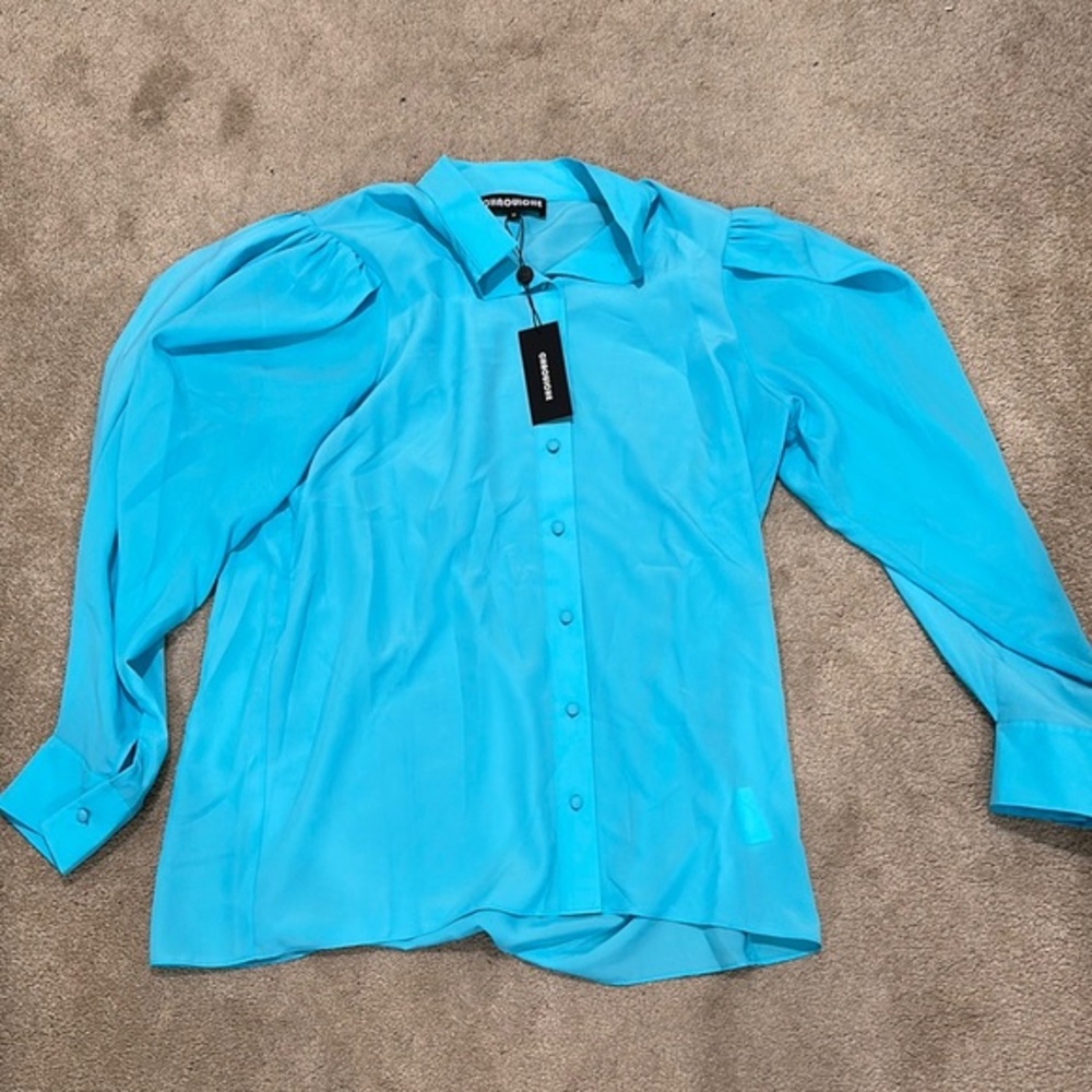 Vibrant Blue Casual Button Down Shirt